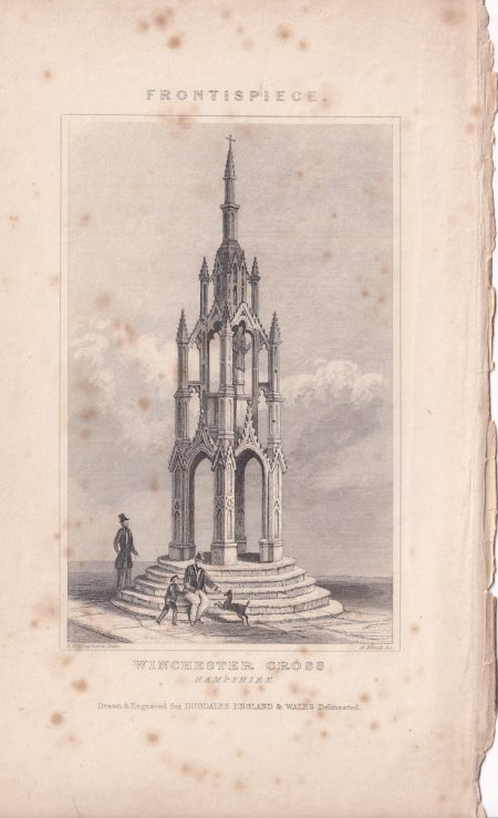 Antique Engraving Print, Winchester Cross, 1840
