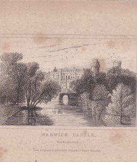 Antique Engraving Print, Warwich Castle, 1840 ca.