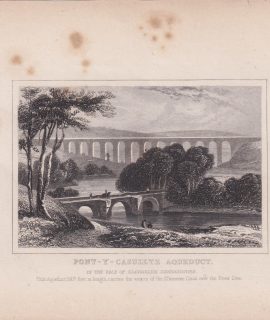 Antique Engraving Print, Pont-Y-Casullte Aqueduct, 1840 ca.