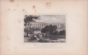 Antique Engraving Print, Pont-Y-Casullte Aqueduct, 1840 ca.