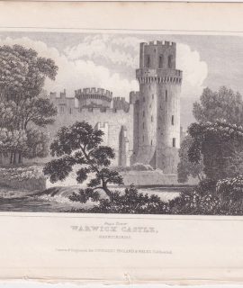 Antique Print, Warwich Castle, 1840 ca.
