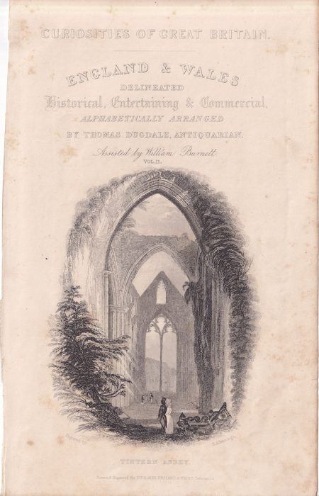 Antique Engraving Print, Tintern Abbey, 1840 ca.
