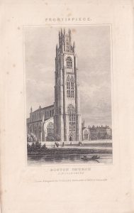 Antique Engraving Print, Boston Church, 1840 ca.