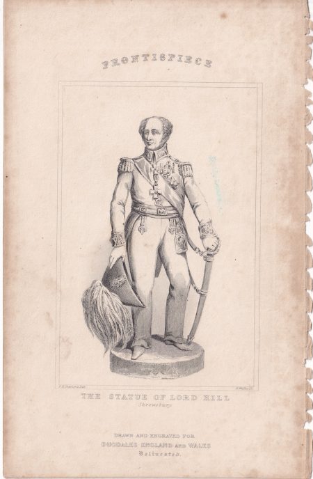 Antique Engraving Print, The Statue of Lord Hill, 1840