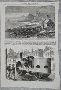 Antique Print, Steam-roller, 1867