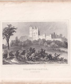 Antique Engraving Print, Bolsover castle, 1835 ca.