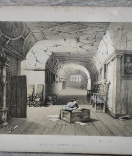 Antique Print, Knole, The Retainers Gallery, 1850 ca.