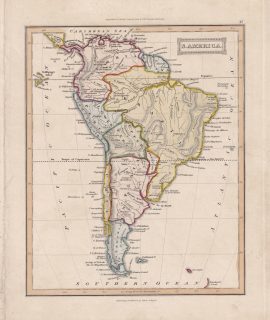 Antique Map, South America, 1845