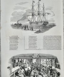 Antique Print, Emigrants, 1844