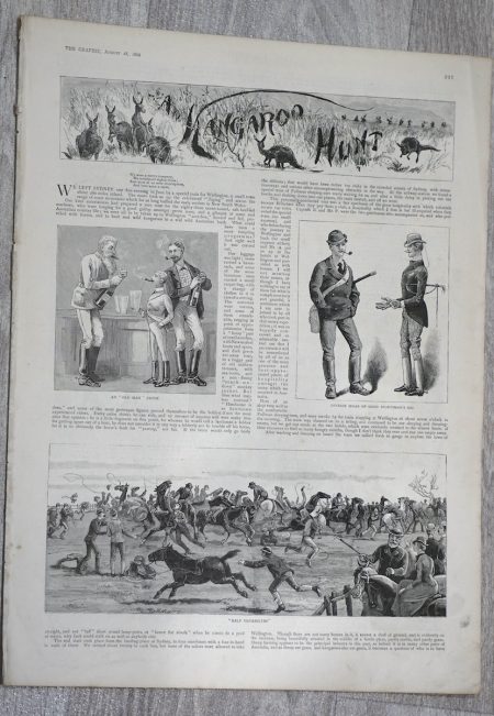 Vintage Print, Kangaroo Hunt, 1886