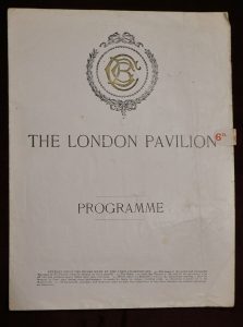 Collectable Programme, The London Pavilion, 1919 ca.