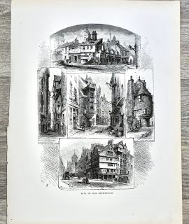Vintage Print, bits on old Edinburgh, 1880