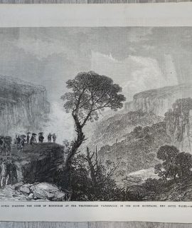 Antique print, Waterfalls, South Wales, 1868
