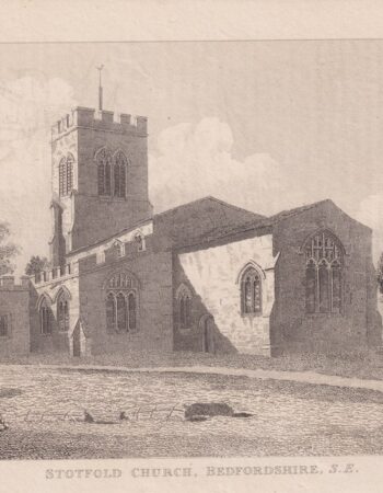 Antique Print, Stotfold Church, Bedfordshire, 1824