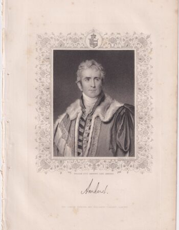 Antique Engraving Print, William Pitt Amherst, 1851