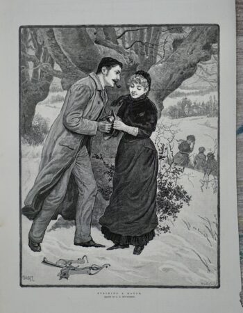 Vintage Print, Striking a match, 1883