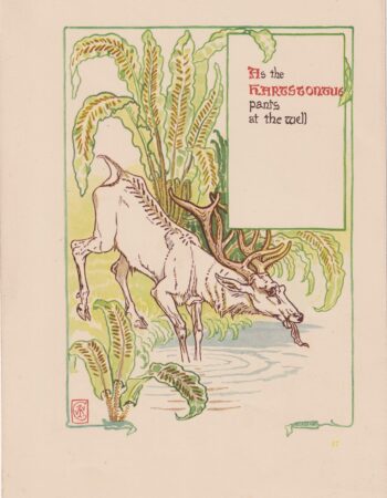 Antique Print, Drinking animal, 1880