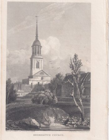 Antique Engraving Print, Shoreditch Church, 1816
