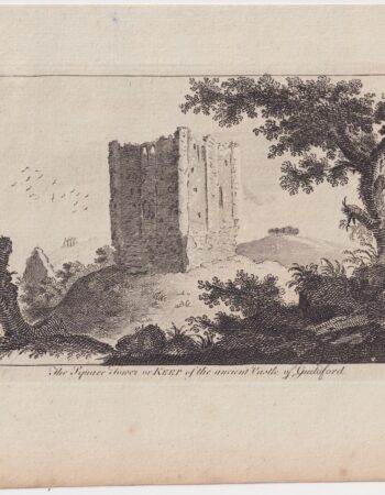 Antique Engraving Print, The Square Tower or Keep of the ancient Castle of Guildford, 1780