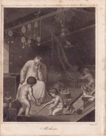 Antique Engraving Print, Mechanics, 1816