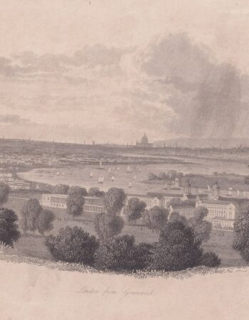 Antique Engraving Print, London From Greenwich, 1820 ca.