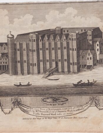 Antique Engraving Print, View of Baynard's Castle, 1784
