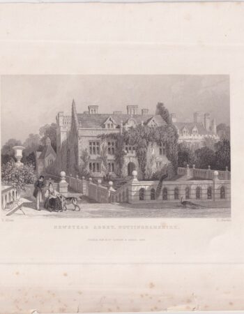 Antique Engraving Print, Newstead Abbey, Nottinghamshire, 1838