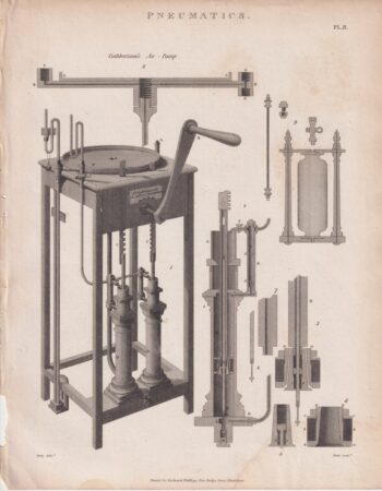 Antique Engraving Print, Pneumatics, 1815 ca.