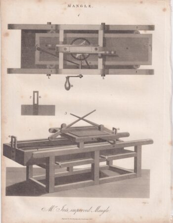 Antique Engraving Print, Mangle, 1815