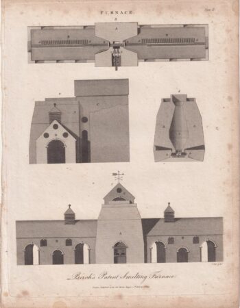 Antique Engraving Print, Furnace, 1806