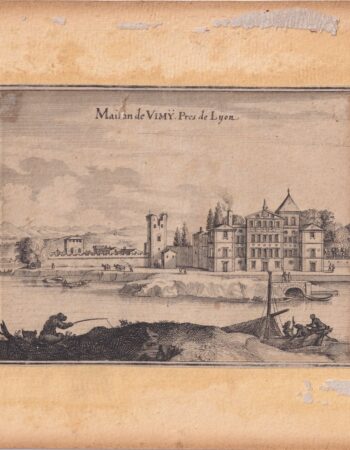 Rare Antique Engraving Print, Maison de Vimy, pres de Lyon, 1701 ca.