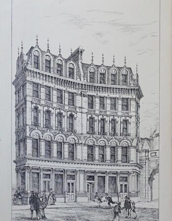 Antique Print, Architecture Ludgate Circus, 1872