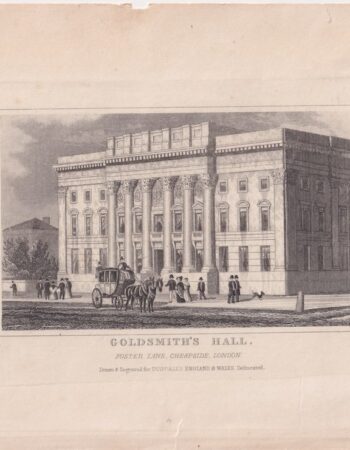 Antique Engraving Print, Goldsmith's Hall, 1830