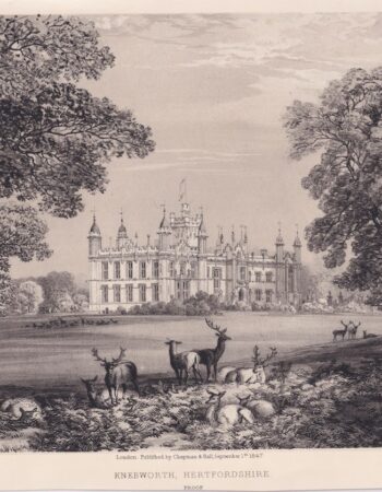 Antique Engraving Print, Knebworth, Herfordshire, 1847