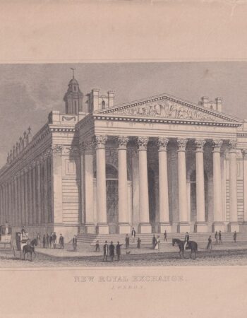 Antique Engraving Print, New Royal Exchange, London, 1830