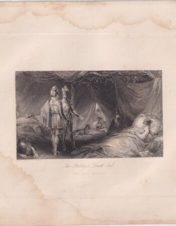 Antique Engraving Print, The Robber's Death-bed, 1830 ca.