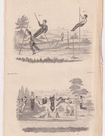 Antique Print, Gymnastics, 1802