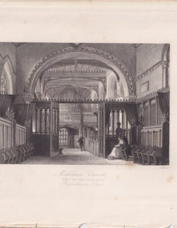 Antique Engraving Print, Mickleam Church, 1840 ca.