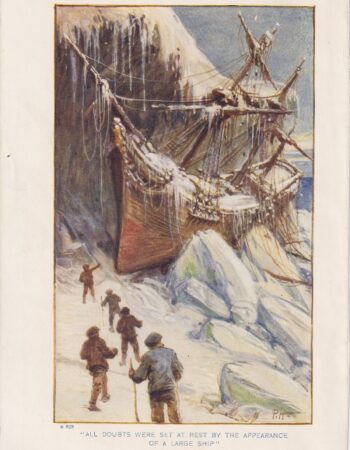 Antique Print, All Doubts were set at rest by Appearance of a large ship, 1890