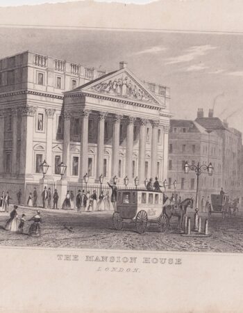 Antique Engraving Print, The Mansion House, 1830