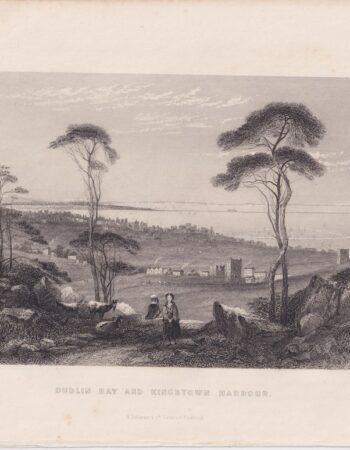 Antique Engraving Print, Dublin Bay and Kingstown Harbour, 1845