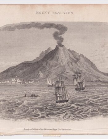 Antique Engraving Print, Mount Vesuvius, 1802