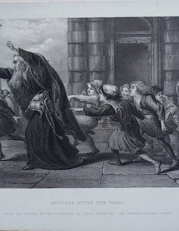 Antique Engraving Print, Shylock After the Trial, 1873