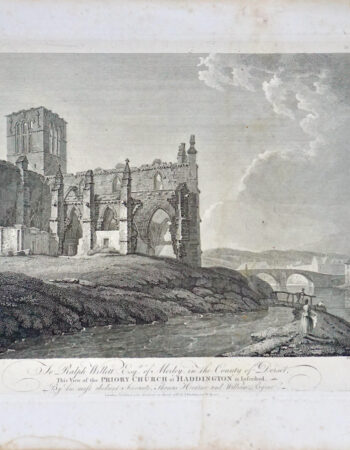 Antique Engraving Print, Priory Church at Haddington, 1786