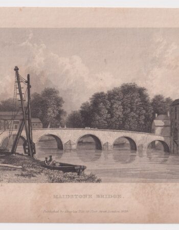 Antique Engraving Print, Maldstone Bridge, 1829