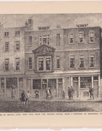 Antique Print, Old Houses in fetter Lane, 1870