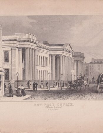 Antique Engraving Print, New Post Office, London, 1830