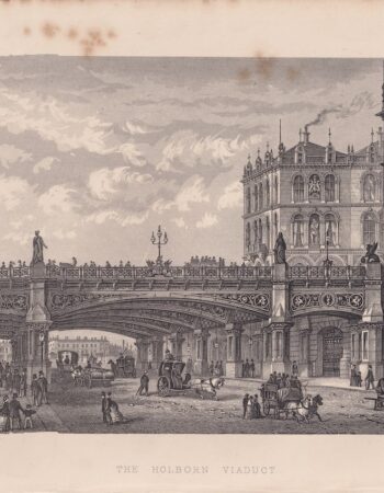 Antique Print, The Holborn Viaduct, 1880