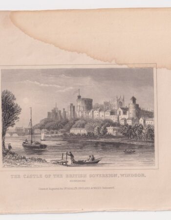 Antique Engraving Print, The Castle of the British Sovereign, Windsor, 1830