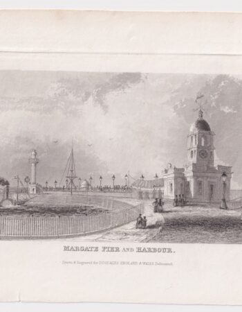 Antique Engraving Print, Margate Pier and Harbour, 1845